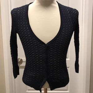 H & m dark navy woven cardigan